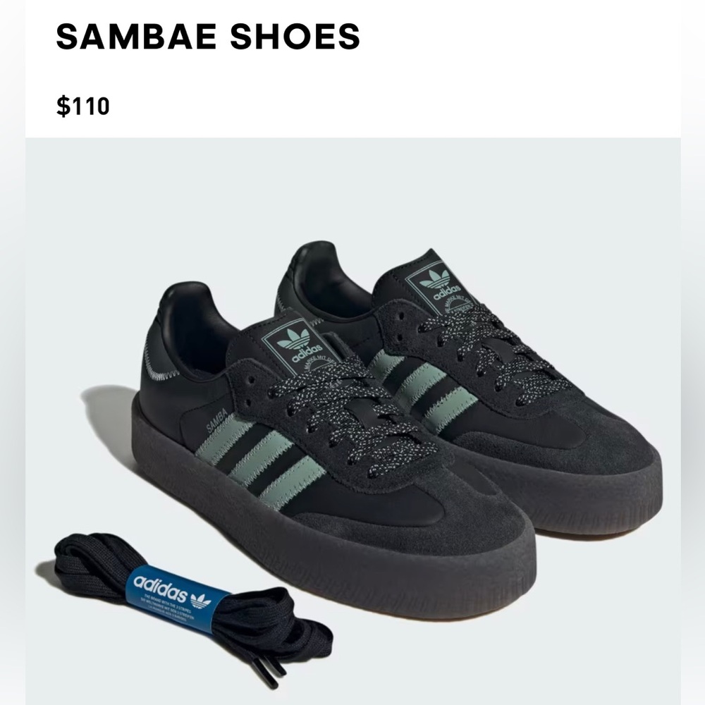 adidas Sambae Women's Black Green Suede Sneakers Lightly Worn